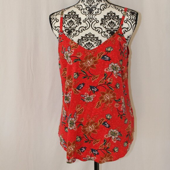 torrid Tops - TANK TOP SPAGHETTI STRAP TORRID RED WITH FLORALS SIZE 0 = 12 LARGE L PRE-LOVED